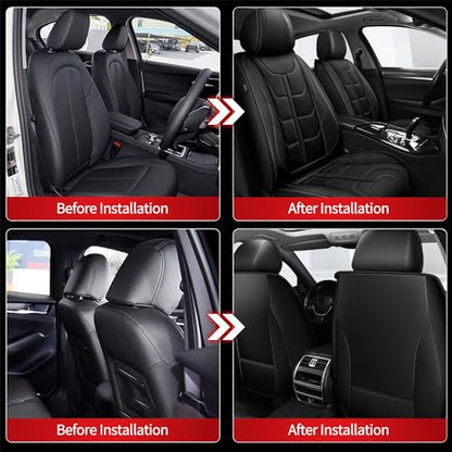 2PCS Custom Fit Faux Leather Front Seat Covers for Nissan Frontier 2007-2026, Anti-Slip & Airbag Compatible, Black - color: #077 Black, size: 2 Front Seats