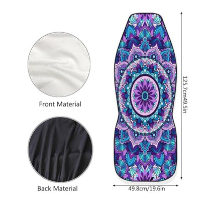 Pehede Car Seat Cover Purple Mandala Flower Pattern Front for Cars, Easy to Install Cover Set, Accessories Auto Trucks Van SUV,2 Packs - color: Multi27