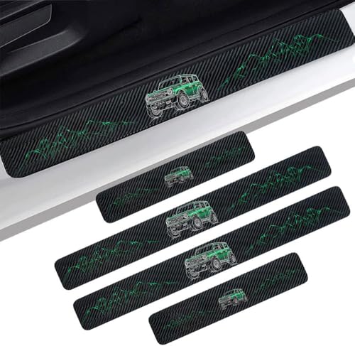 4PCS Carbon Fiber Door Sill Protectors Front/Rear Anti-Scratch Entry Guard (Door-Green) - color: door-green