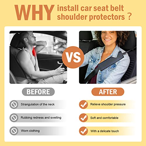 Seat Belt Pads Leather Seat Belt Covers More Comfort Driving Cushion Helps Protect Your Neck and Shoulders Suit for Car, Truck, SUV, Airplane,Camera Backpack Straps Black+Blue-2Pcs - color: Black+Blue