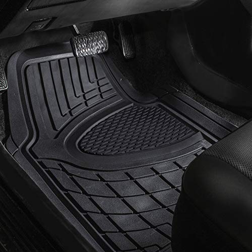 FH Group Automotive Floor Mats Universal Fit Climaproof for All Weather Protection Heavy Duty Rubber fits Most Cars, SUVs, and Trucks, Trim to Fit Black - color: Black