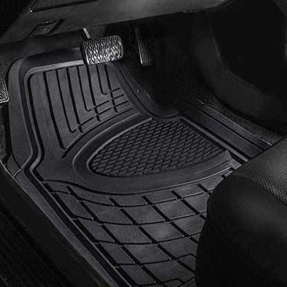 FH Group Automotive Floor Mats Universal Fit Climaproof for All Weather Protection Heavy Duty Rubber fits Most Cars, SUVs, and Trucks, Trim to Fit Black - color: Black