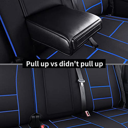 Coverado Car Seat Cover Full Set with Waterproof Neoprene, F150 Seat Covers for Trucks, Seat Protector Compatible with 2015-2025 Ford F150 Crew Cab & 2017-2025 F250 F350 F450, Black & Blue - color: Blue