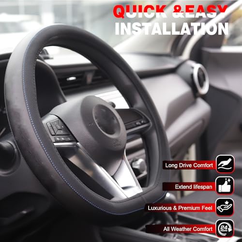 XITER Leather Steering Wheel Cover for Nissan Pathfinder 2022-2026,with Pathfinder Logo - color: Pathfinder 2022-2026,With "Pathfinder" LOGO