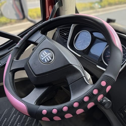 XL Size 17.5-18 in Race Grip Steering Wheel Cover for Semi Truck, Fits RV, Big Rig Trucker, 18 Wheeler and Classic Cars, Anti-Slip Silicone Perforated Design 17.5-18 Inch (Racing Pink) - color: 5.Pink, size: Extra Large Size[17 1/2''-18'']