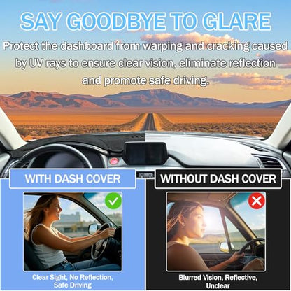 Dashboard Mat - Premium Polyester Fiber, Non-Slip Heat Resistant Dash Cover Protector (Compatible with Chevrolet Sail 3 Nueva Sail 2015-2019, Black+Blue Edge) - color: Black+Blue Edge