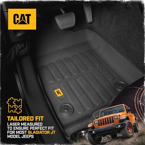 Cat® JustFit™ 3D Floor Mats for Jeep Gladiator (JL) 2020-2026, All Weather Custom Fit Jeep Gladiator Floor Liners with Extended Coverage Design, Car Floor Mats (Full Set Front & Rear) - style: Jeep Gladiator JT (2020-2026 Full Set Front & Rear)