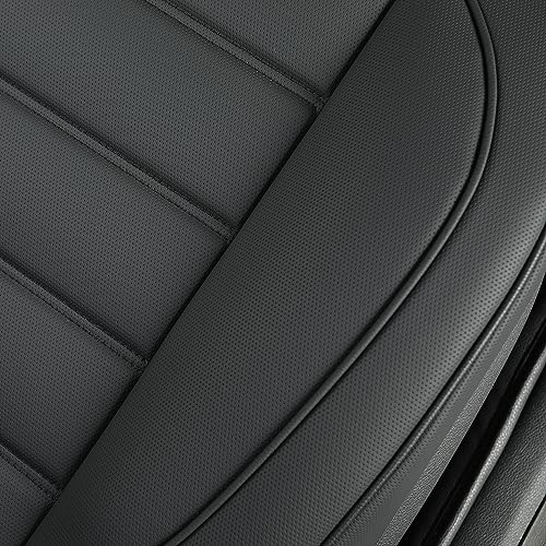1 Pack Leather Front Car Seat Covers,Bottom Seat Covers for Cars,Driver Car Seat Cushion Cover,Luxury Seat Protectors,Waterproof,Full Wrap,for Most Vehicles,Sedan,Truck,SUV(Black)