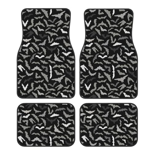 4 Pcs Waterproof Car Floor Mats - Anti-Slip Car Mats Full Set Gray Flying Bats Halloween Universal Fit Car Carpet, Car Accessories Interior for Car, Truck, SUV
