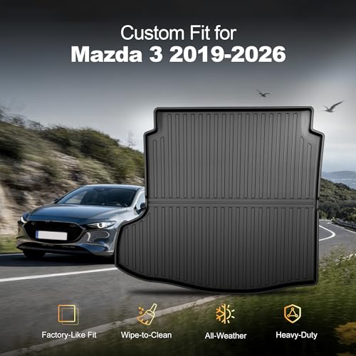 AOMSAZTO Premium Cargo Liner for Mazda 3 Sedan 2019-2025 2026 Custom Fit Car Trunk Mat All-Weather Black Cargo Mat - style: 19) for Mazda 3 2019-2024 Cargo Liner