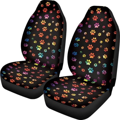 Dreaweet Tie Dye Dog Paw Car Seat Covers 2 Pack Universal Car Seat Cover Soft Stretch Front Seat Covers for Cars SUV Trucks Car Seat Protector Front Seats Only - color: Tie Dye Dog Paw