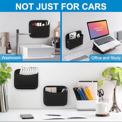 Accmor Car Seat Side Pocket Organizer, PU Leather Pouch Bag for Car Seat, Door, Window, Console, Registration Wallet Cards Trash Phone Sunglasses Holder Pocket for Auto