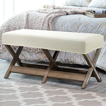 Fuloon Stretch Jacquard Dining Bench Cover - Anti-Dust Removable Bench Slipcover Washable Seat Cushion Protector for Bedroom, Kitchen, Hotel, Banquet (Beige) - color: Beige