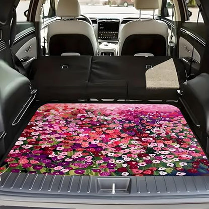 Universal Car Trunk Mat, All Weather Trunk Protection Cargo Liner, Stylish Vehicle Interior Accessories, Durable Cargo Mat Rear Trunk Line Suitable for Most Car (Pink Purple Flowers, 29" x 39") - color: Pink Purple Flowers