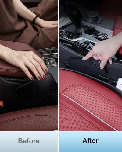 Car Seat Gap Filler, 2 PCS No Drop Seat Guard Drop Seat Gap Fillers Between Seat and Console Stop Things from Dropping Phone and Key Storage (BLACK-01) - color: Black-01