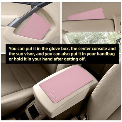 Premium Car Registration & Insurance Card Holder with Magnetic Closure & Clear Pockets, Glove Box Organizer for Documents, Driver's License (pink) - color: Jujube red