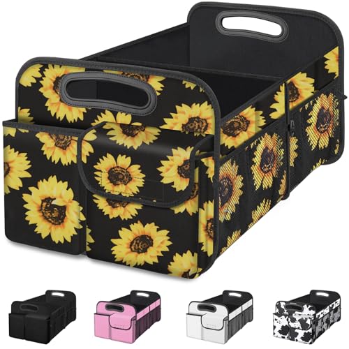 Car Trunk Organizer, Car Storage Organizer with Large Capacity Waterproof Collapsible Trunk Organizer for Car Suv/Jeep/Sedan (Sunflower, Standard) - color: Sunflower, size: Standard