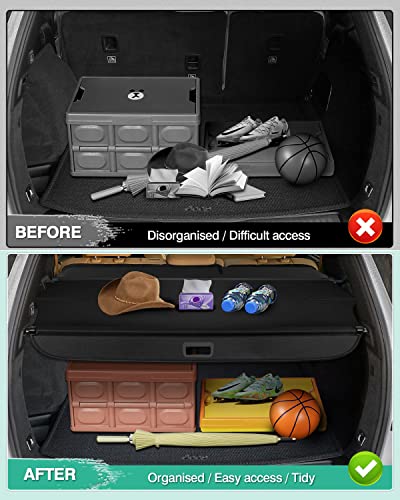 Powerty Retractable Cargo Cover for 2019-2023 Jeep Cherokee(NOT for Grand Cherokee), Canvas Texture Trunk Cover Privacy Screen Rear Security Shade for Cherokee Accessories (with Extented Cover) - size: 2019-2023 | Jeep Cherokee