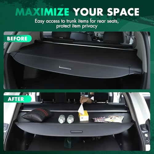 SCITOO Cargo Cover 2006-2008 for T-oyota RAV4 2.4L 2009-2012 for T-oyota RAV4 2.5L 2006-2012 for T-oyota RAV4 3.5L Upgraded Retractable Rear Trunk Cover with Aluminum PVC&Plastic - size: 55 In, style: 2006-2008 for T-oyota RAV