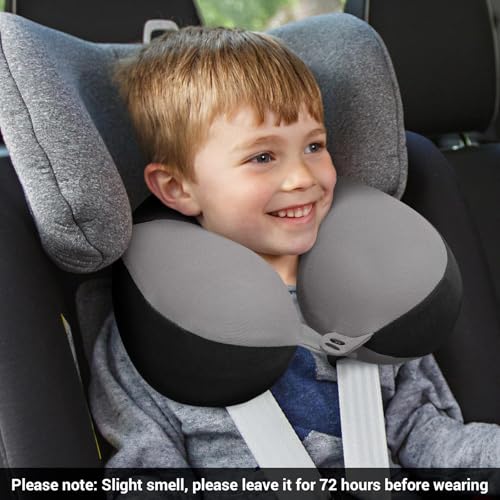 COOLBEBE Kids Travel Neck Pillow, 2PCS Softly Headrest Travel Pillow for Car & Airplane, Traveling Gifts for Toddler & Children (Black & Blue) - color: Black & Blue