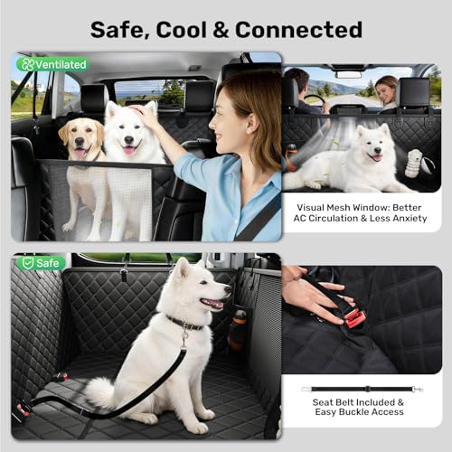 Zanch Heavy-Duty Dog Car Seat Cover, Flat Solid Back Seat Extender for Multi Large Dogs, Hard Bottom Supports 450 lb, Waterproof Scratchproof Hammock Protector, Standard for Cars, SUV, Trucks, Black