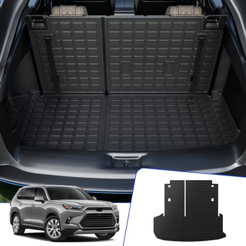 Cargo Mat Compatible with 2024 2025 2026 Toyota Grand Highlander Cargo Liner Trunk Mat TPE All Weather Back Seat Cover Protector Grand Highlander Accessories (Trunk Mat with Backrest Mat) - color: Trunk Mat with Backrest Mat