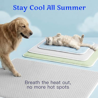 Mora Pets Dog Cooling Mat Instant Self Cooling Pad for Dogs & Cats Breathable Washable Summer Pet Cool Mat Indoor Outdoor, Cold Blanket for Floor Crate Car Travel Use Non Slip Large 40'' x 28'' Grey