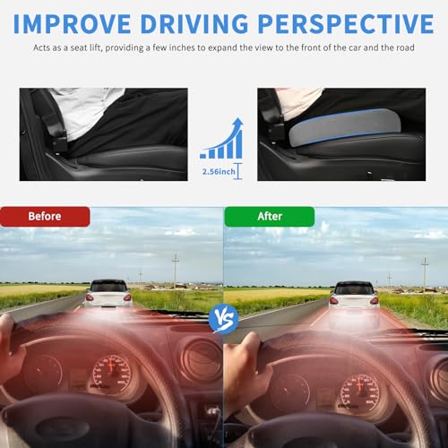 Nilight Car Seat Cushion Gray Velvet Gel Memory Foam Seats Soft and Comfortable Suitable for Daily Life and Driving Relieves Sciatica and Tailbone Pain Improves Drive Vision - color: Grey Velvet