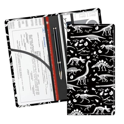 Leather Car Registration and Insurance Card Holder, Cute Car Accessories Vehicle Glove Box Car Organizer for Documents, Cards, License Black White Dinosaur - color: Black White Dinosaur