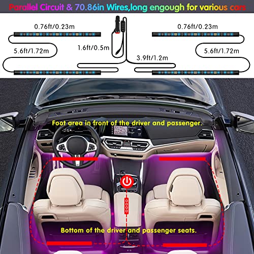 Interior Car Lights Keepsmile Car Accessories APP Control with Remote Music Sync Color Change RGB Under Dash Lighting with Charger 12V LED Lights Running Board Lights