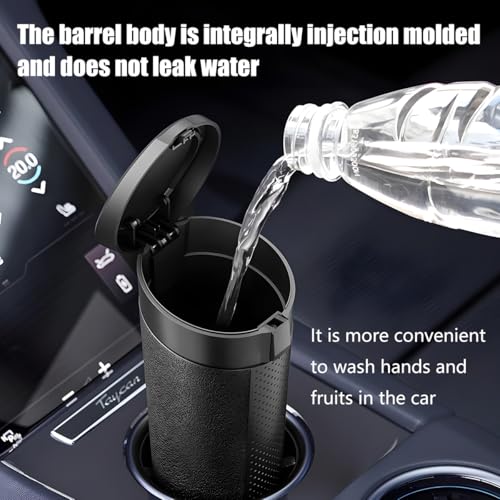 Car Trash Can, Leakproof Mini Automotive Garbage Bin Side Door Cup Holder Dustbin with Lid, Vehicle Interior Storage Organizer Accessories, Universal for SUV, Sedan, Truck (Black)