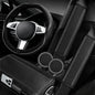 NBTEPEM 6 PCS Car Steering Wheel Cover Set, Microfiber Leather Steering Wheel Covers Universal 14.5-15 inch, Center Console Cover, Seat Belt Cushion, Cup Coaster, Car Accessories Set Black Grey - color: Black with grey, size: Steering Wheel Cover Set