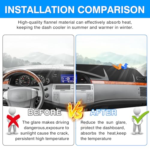 Autorder Dashboard Cover Mat for Toyota Avalon 2005-2010 Accessories Dash Cover Upgrade Flannel Dash Mat Sunshade Glare UV Rays Protector - size: 2005-2010 Toyota Avalon