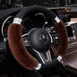 Achiou Rhinestone Fluffy Steering Wheel Cover - Comfortable Non-Slip Luxury Faux Wool, Universal Fit for 14.5" to 15" Steering Wheels - color: Black and Coffee