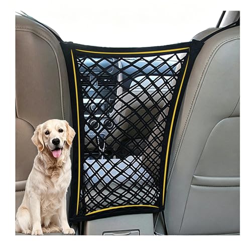 DYKESON Dog Car Net Barrier Pet Barrier with Car Mesh Organizer for Dog & Child, Safety Divider with Upgraded Storage Pouch, Easy Install for Cars & SUVs