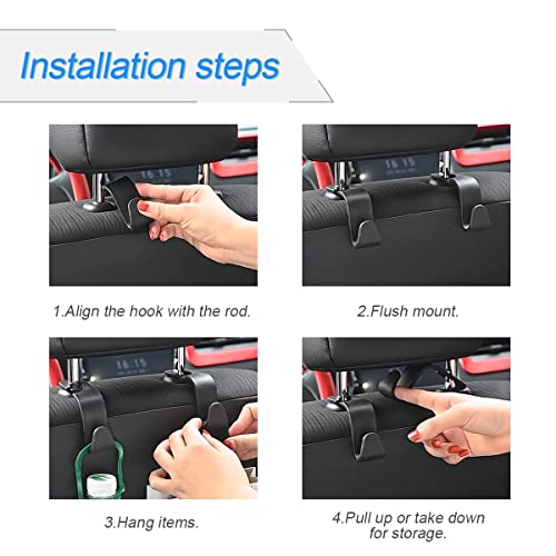 Car Back Seat Headrest Hooks, 4 Pack Carbon Fiber Stylish Back Seat Hanger for Car Handbag Clothes Coats Grocery Bags, Car Interior Accessories (Carbon Fibre/Black) - color: Carbon Fibre/Black