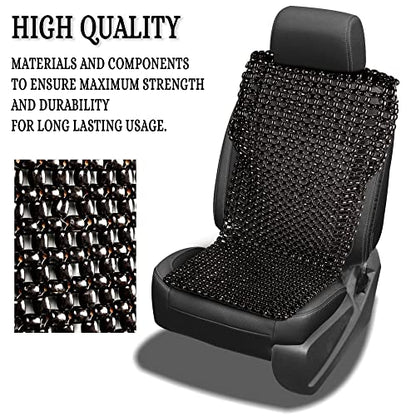 Zento Deals Bead Seat Cover Black Royal Wood Massage Cool Premium Comfort Cushion- Reduces Fatigue the Car or Truck or Your Office Chair