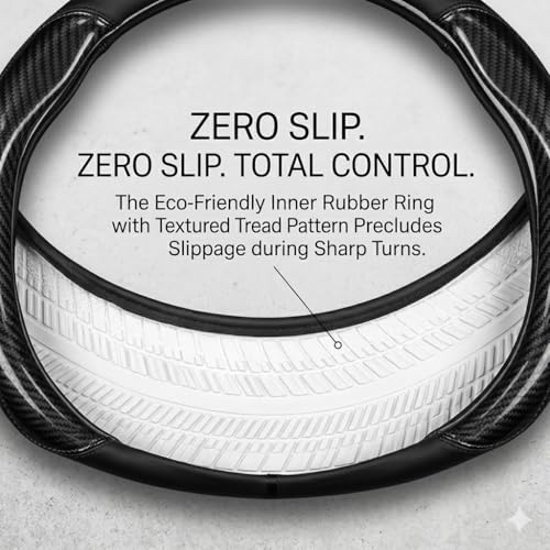 Carbon Fiber Steering Wheel Cover,Breathable Non-Slip Leather Protector,Universal 14.5-15 Inchs Fit for Cars,SUVs,Trucks,Durable,Wear-Resistant,All-Season Auto Interior Accessory (Style A 14.5-15inch) - size: Style A 14.5-15inch