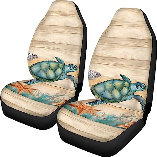 Dreaweet Turtle Car Seat Covers Front Seats Only,Hawaiian Car Accessories for Women Men,2 Pieces Car Seat Protector Waterproof Universal Seat Covers for SUV Truck Van Sedans - color: Beach Sea Turtle