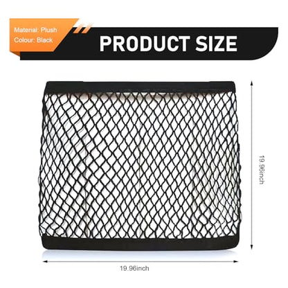 Car Front Seat Organizer, Passenger Seat Elastic Organizer Net with Buckle, Multifunctional Storage Net for Phone, Bottles, Toys, Universal for Cars, Trucks, SUVs (Black)