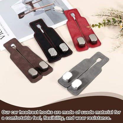 PATIKIL Headrest Hooks for Car, 2 Pcs Car Seat Back Organizers Storage Headrest Hook Suede Double Hanger Purse Holder for Cute Purses Bags, Gray