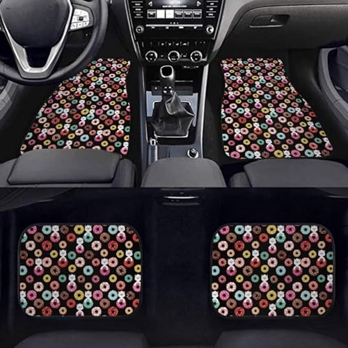 Alpaca Donut Black Automotive Floor Mats Front and Rear Car Mat Carpet Set 4 Pcs Fit for SUV,Vans,sedans,Trucks - color: Alpaca Donut Black