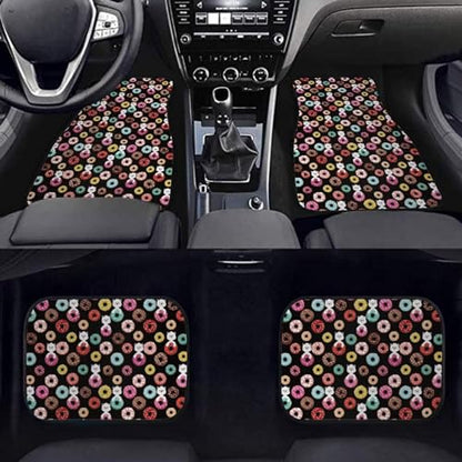 Alpaca Donut Black Automotive Floor Mats Front and Rear Car Mat Carpet Set 4 Pcs Fit for SUV,Vans,sedans,Trucks - color: Alpaca Donut Black