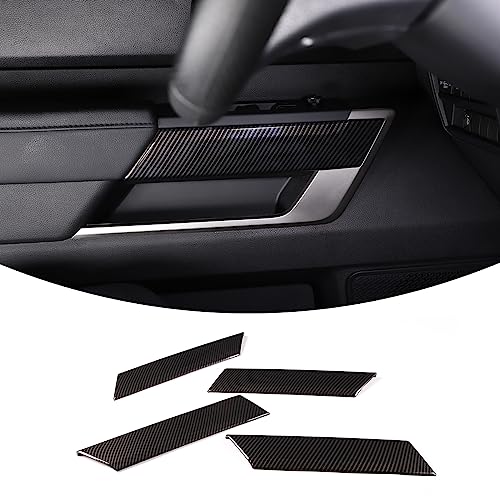 Aunginsy Car Inner Door Panel Strip Trim Cover Compatible with Toyota Tundra 2022+/Sequoia 2023+, Front Rear Door Handle Panel Decorative Cover Protector Accessories(Without Memory Seat Switch Hole) - color: Carbon Fiber Pattern