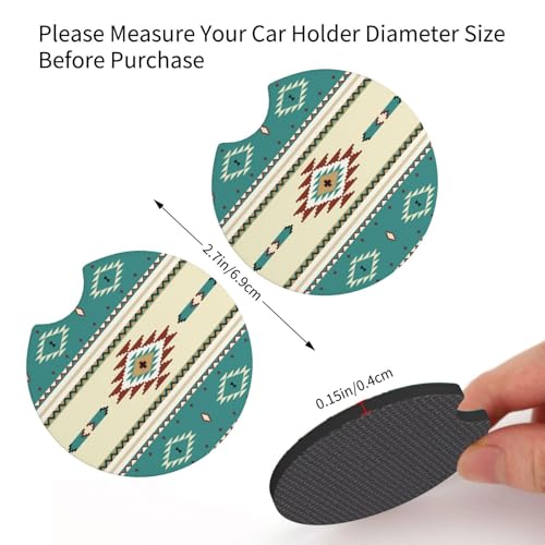 Rustic Western Aztec Steering Wheel Cover for Women Men with 2 Pcs Car Coasters, 15 Inches Neoprene Anti-Slip Cute Universal Car Accessories Protective Cover for Vehicle - color: Rustic Western Aztec