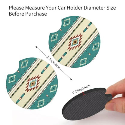 Rustic Western Aztec Steering Wheel Cover for Women Men with 2 Pcs Car Coasters, 15 Inches Neoprene Anti-Slip Cute Universal Car Accessories Protective Cover for Vehicle - color: Rustic Western Aztec