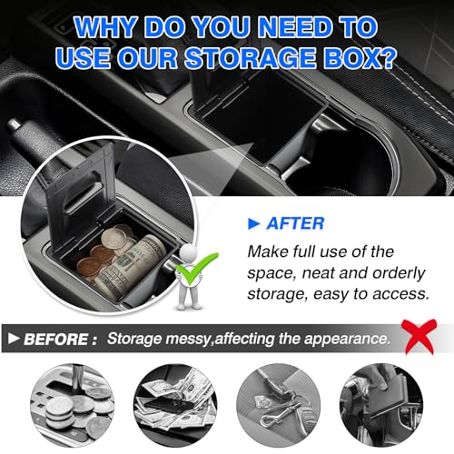 Autorder Coin Holder for Toyota Tacoma 2016-2023 Accessories - Armrest Insert Center Console Organizer with Coin Slot - ABS Plastic Secondary Storage Box - size: 2016-2023 Toyota TAcoma