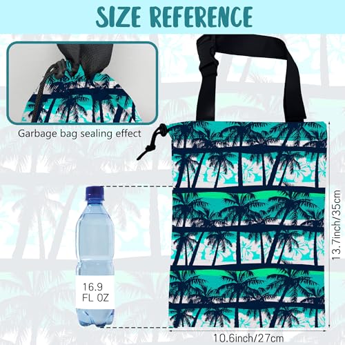 Car Garbage Bag Tropical Green Palm Trees Hanging Canvas Car Trash Bag Waterproof Drawstring Car Back Seat Organizer for Car Back Front Seat Console with Adjustable Buckle - color: Tropical Green Palm Trees