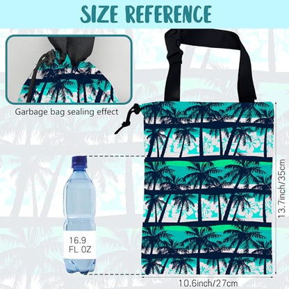 Car Garbage Bag Tropical Green Palm Trees Hanging Canvas Car Trash Bag Waterproof Drawstring Car Back Seat Organizer for Car Back Front Seat Console with Adjustable Buckle - color: Tropical Green Palm Trees
