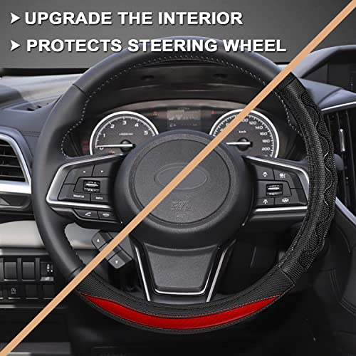 GIANT PANDA Steering Wheel Cover for Subaru Forester, Car Steering Wheel Cover for Subaru Outback and Crosstrek - Red - color: Red